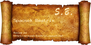 Spacsek Beatrix névjegykártya